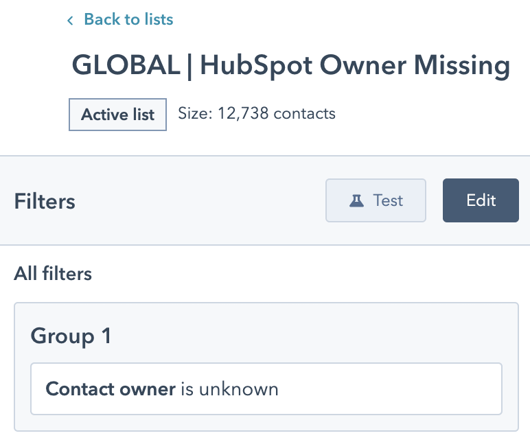 Contact Owner Unknown HubSpot Segmentation