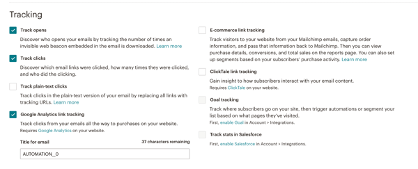 Mailchimp Workflow Configuration