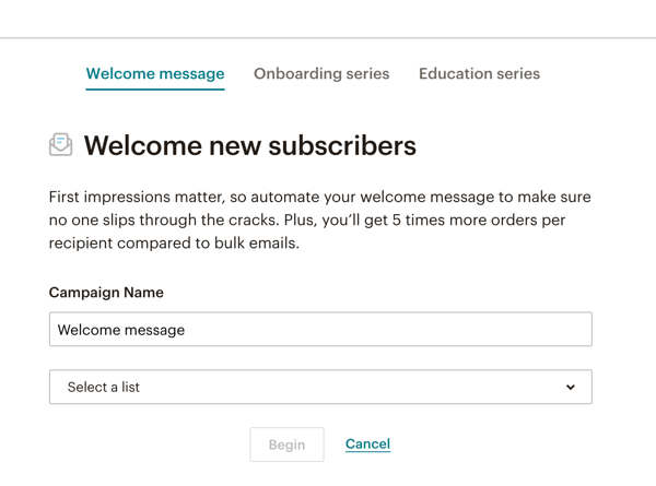 Mailchimp Welcome Subscribers